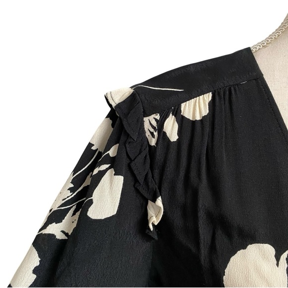Ba&sh Paule Floral Maxi Dress Black White V-Neck 3/4 Sleeve Women’s Small - Picture 7 of 16